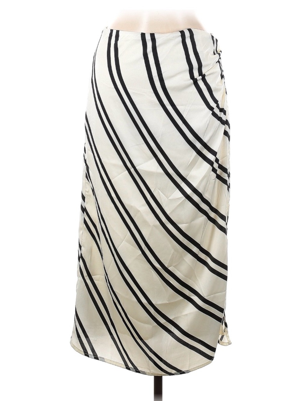 MNG Striped Ivory and Black Skirt